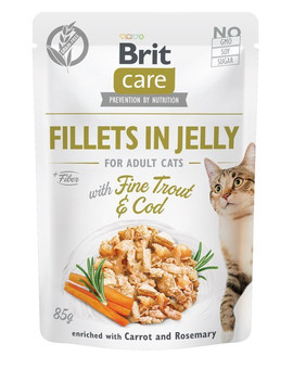 Care Cat Fillets in Jelly with Fine Trout & Cod 85 g Dorsz i pstrąg