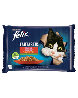 FANTASTIC Wiejskie Smaki w galaretce (kurczak z pomidorami, wołowina z marchewką) 4x85g mokra karma dla kota