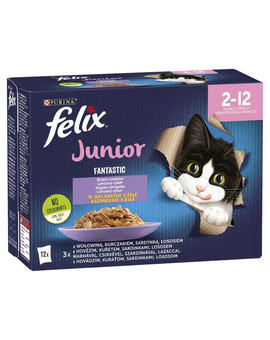 FANTASTIC Junior Mix smaków w galaretce (wołowina, kurczak, sardynka, łosoś) 72x85g mokra karma dla kociąt
