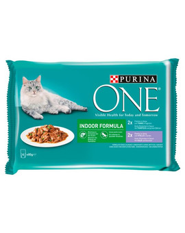 ONE Indoor Formula Mix smaków (z cielęciną i marchewką, z tuńczykiem i zieloną fasolką) 48x85g mokra karma dla kotów