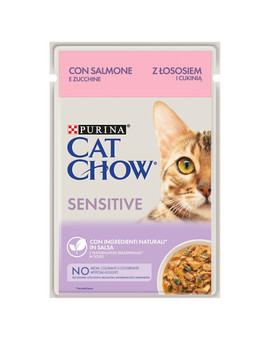 CAT CHOW Sensitive z łososiem i cukinią w sosie 26 x 85 g