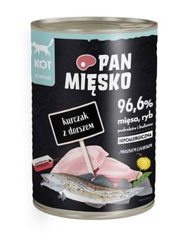 Kurczak z dorszem hipoalergiczna mokra karma dla kota 400g