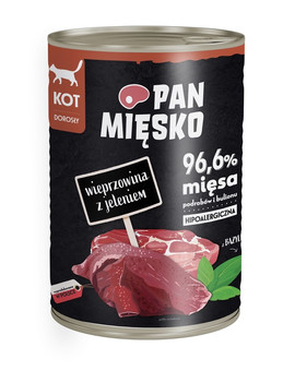 Wieprzowina z jeleniem hipoalergiczna mokra karma dla kota 400g