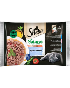 Nature’s Collection Rybne Smaki mokra karma pełnoporcjowa dla dorosłych kotów w sosie tuńczykiem i olejem lnianym saszetka 13x(4x85g)