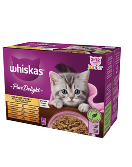 WHISKAS Junior saszetka 12x85g Drobiowe Frykasy mokra karma dla kociąt w galaretce z: kurczakiem, indykiem, drobiem, kaczką