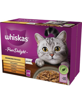 WHISKAS Adult saszetka 12x85g Drobiowe Frykasy mokra karma dla dorosłych kotów w galaretce z: kurczakiem, indykiem, drobiem, kaczką