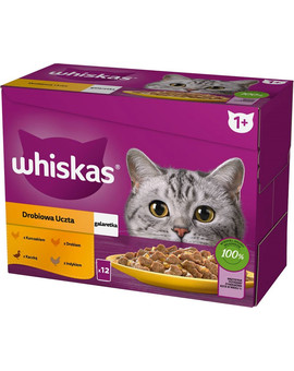 WHISKAS Adult saszetka 12x85g Drobiowa Uczta mokra karma dla dorosłych kotów w galaretce z: kurczakiem, kaczką, drobiem, indykiem