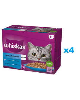 Adult saszetka 48x85g Rybne Przysmaki mokra karma dla dorosłych kotów w galaretce z: łososiem, tuńczykiem, dorszem, białą rybą