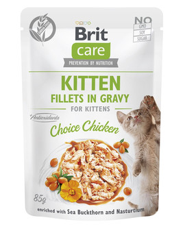 CARE Fillets in Gravy Pouch Kitten Choice Chicken 24x85g z kurczakiem dla kociąt