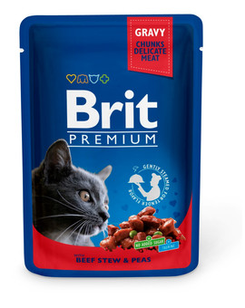 Premium Cat Adult wołowina i groszek saszetka dla kota 24 x 100g