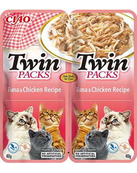 Twin Tuńczyk z kurczakiem w bulionie dla kotów 2x40 g