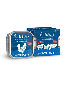 BUTCHER'S Original Soczyste pasztety Mix smaków z wątróbką lub nerkami 4x150 g