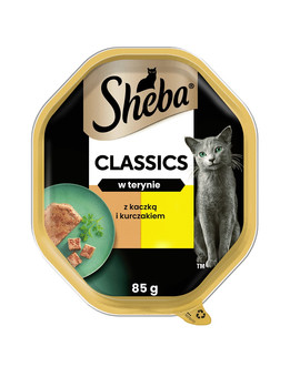 SHEBA Classics tacka 85 g mokra karma pełnoporcjowa dla dorosłych kotów z kaczką i kurczakiem w terynie