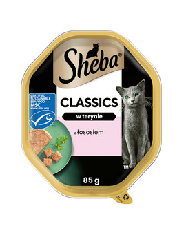 SHEBA Classics tacka 85 g mokra karma pełnoporcjowa dla dorosłych kotów z łososiem w terynie