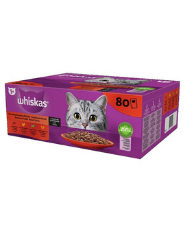 Adult saszetka 80x85g Klasyczne Posiłki mokra karma pełnoporcjowa dla dorosłych kotów w sosie kawałki z wołowiną, kurczakiem, jagnięciną, drobiem
