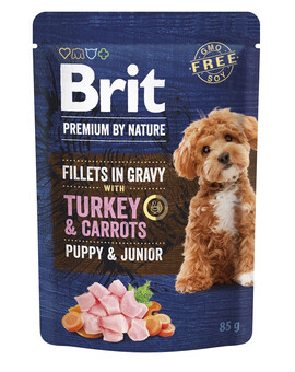 Premium By Nature Puppy Junior Fillets in Gravy z indykiem i marchewką 24x85g