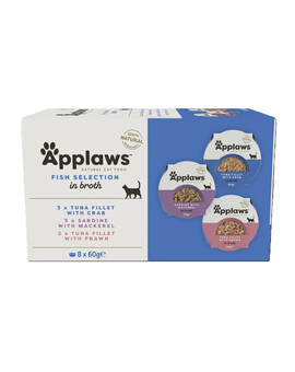 APPLAWS Cat Adult Multipak Fish Selection Multipak in Broth 8x60 g mix smaków z rybą w bulionie w miseczce