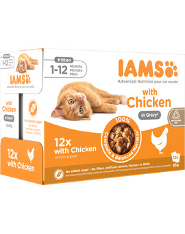 IAMS Advanced Nutrition Kitten Chicken in Gravy Pouch 12x85g mokra karma w saszetkach dla kociąt z kurczakiem w sosie