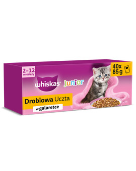 Junior Drobiowa Uczta 40x85g mokra karma z kurczakiem, kaczką, drobiem i indykiem w galaretce dla kociąt