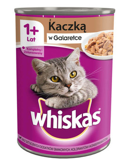WHISKAS Adult puszka 400 g - mokra karma pełnoporcjowa dla dorosłych kotów, kawałki z kaczką w galaretce