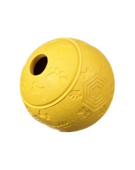 Piłka na przysmaki z labiryntem żółta M 8 cm