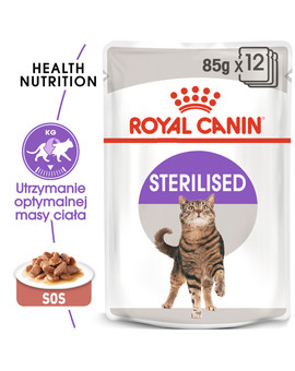 Sterilised 12x85 g w sosie karma mokra w sosie dla kotów dorosłych, sterylizowanych