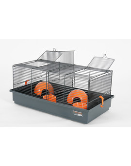 Klatka Indoor 50 cm Dla Myszek, Podwójna Kol. Szary/Pomarańczowy