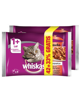 Adult Potrawka 7x4x85g Smaki Tradycyjne - mokra karma dla kotów w galaretce (z kurczakiem, z wołowiną, z jagnięciną, z drobiem) saszetka 1+1 za 50%