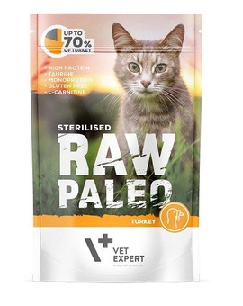 RAW PALEO Sterilised turkey 100 g mokra karma dla kastrowanych kotów indyk