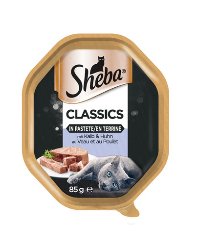 SHEBA tacka Classics z Cielęciną i Kurczakiem 85g - mokra karma pełnoporcjowa dla dorosłych kotów, w pasztecie