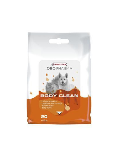 Oropharma Body Clean Cats & Dogs 20szt chusteczki do czyszczenia sierści