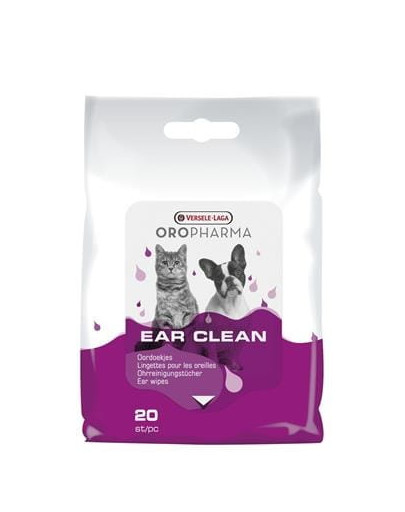 Oropharma Ear Clean 20 sztuk chusteczki do czyszczenia okolic uszu dla kotów i psów