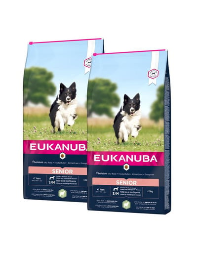 EUKANUBA Dry Base Senior Small & Medium Breeds Lamb & Rice 24 kg (2 x 12 kg)