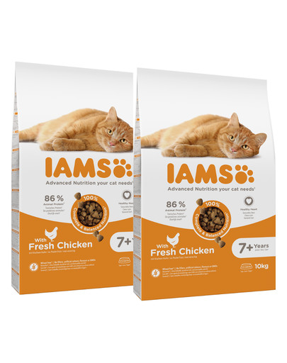 IAMS for Vitality dla starszych kotów ze świeżym kurczakiem 20 kg (2 x 10 kg)