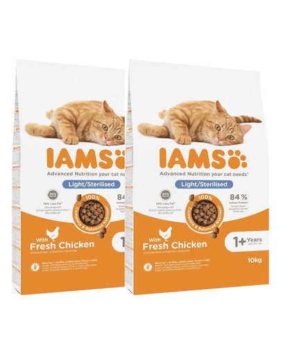 IAMS for Vitality o obniżonej zawartości tłuszczu dla dorosłych kotów po sterylizacji 20 kg (2 x 10 kg)