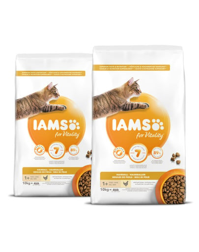 IAMS for Vitality dla kotów z problemem kul włosowych ze świeżym kurczakiem 20 kg (2 x 10 kg)