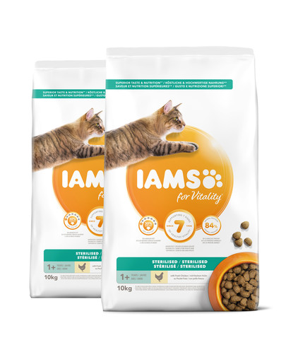 IAMS for Vitality o obniżonej zawartości tłuszczu dla dorosłych kotów po sterylizacji 20 kg (2 x 10 kg)