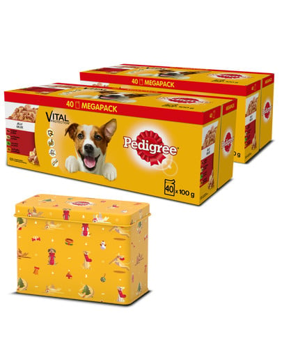 PEDIGREE Adult saszetka 80x100g Mix Smaków - mokra karma dla psa w galaretce (z wołowiną, z kurczakiem, z jagnięciną, z drobiem) + PREZENT