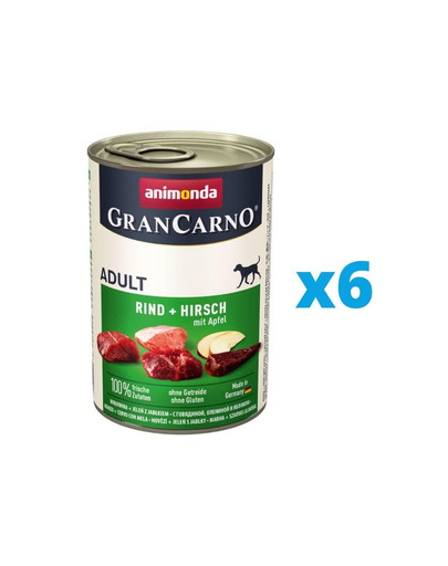 ANIMONDA GranCarno zestaw z wołowiną, jeleniem i jabłkiem 6 x 400 g