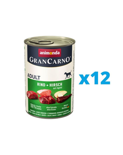 ANIMONDA GranCarno zestaw z wołowiną, jeleniem i jabłkiem 12 x 400 g