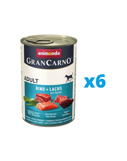 ANIMONDA GranCarno zestaw z wołowiną, łososiem i szpinakiem 6 x 800 g