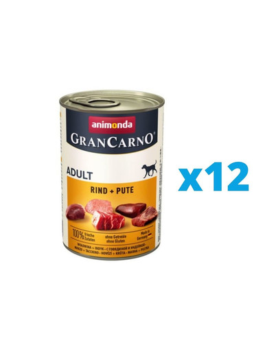 ANIMONDA GranCarno zestaw z wołowiną i indykiem 12 x 400 g