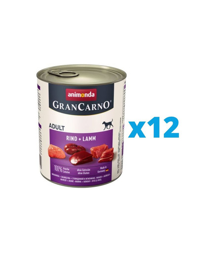 ANIMONDA GranCarno zestaw z wołowiną i jagnięciną 12 x 800 g