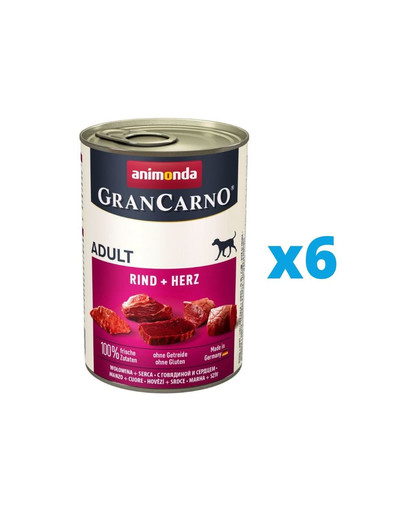 ANIMONDA GranCarno zestaw z wołowiną i sercami 6 x 400 g