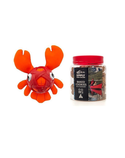 KONG Zestaw świąteczny Zabawka homar + ciasteczka z żurawiną dla psa 220 g