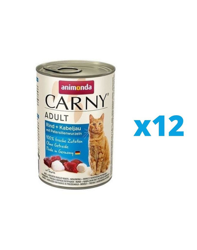 ANIMONDA Carny zestaw Wołowina/Dorsz z Korzeniem Pietruszki 12 x 400 g