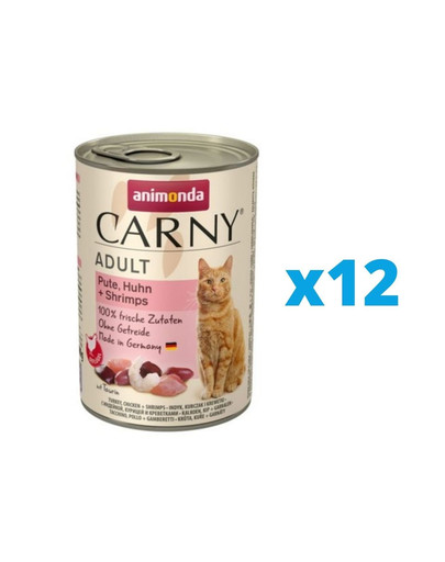 ANIMONDA Karma Carny Adult zestaw indyk, kurczak i krewetki 12 x 400 g