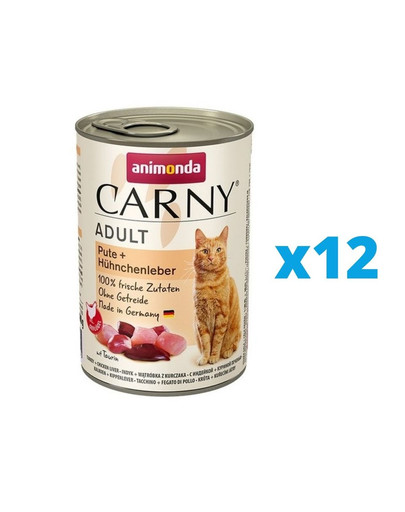 ANIMONDA Karma Carny Adult zestaw indyk i wątróbka kurczaka 12 x 400 g
