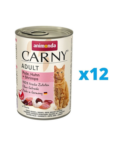 ANIMONDA Carny zestaw Wołowina/Indyk/Krewetki 12 x 400 g