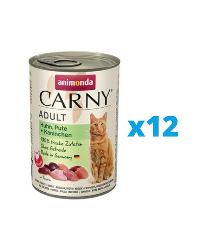 ANIMONDA Carny Adult Kurczak, indyk i królik 12 x 400 g